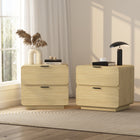 Manhattan Comfort Chrystie Contemporary Modern 26" Nightstand in Natural (2-Drawer) - Set of 2