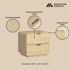 Manhattan Comfort Chrystie Contemporary Modern 26" Nightstand in Natural (2-Drawer) - Set of 2