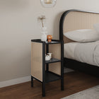 Manhattan Comfort Versailles Industry Chic End Table in Black and Natural - Set of 2
