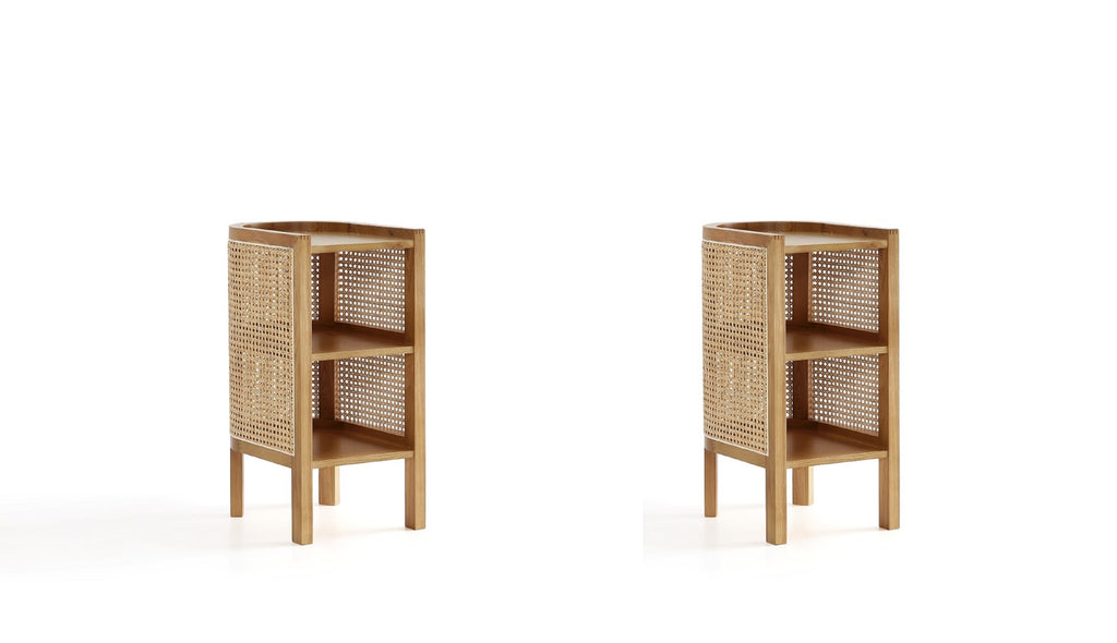 Manhattan Comfort Versailles Industry Chic End Table in Natural - Set of 2