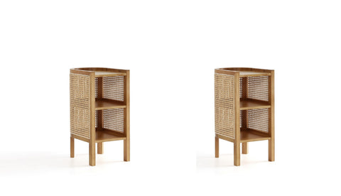 Manhattan Comfort Versailles Industry Chic End Table in Natural - Set of 2