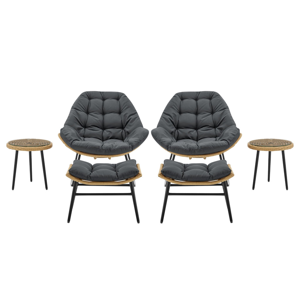 Manhattan Comfort Benson Modern 3-Piece Lounge Chair Set in Gray - Set of 6