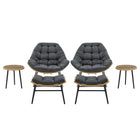 Manhattan Comfort Benson Modern 3-Piece Lounge Chair Set in Gray - Set of 6