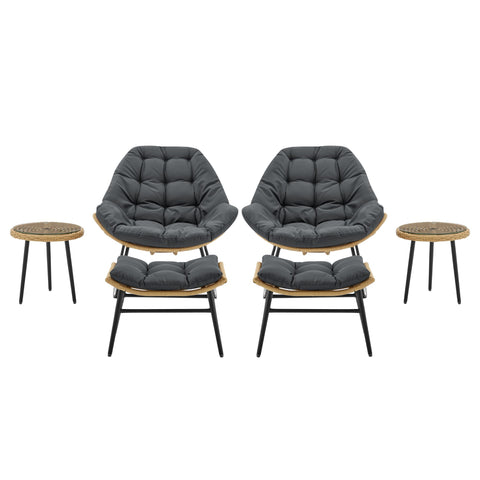 Manhattan Comfort Benson Modern 3-Piece Lounge Chair Set in Gray - Set of 6