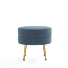 Manhattan Comfort Bailey Mid-Century Modern Upholstered Accent Ottoman in Blue - Set of 2 - 2-OT003-BL