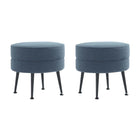 Manhattan Comfort Bailey Mid-Century Modern Upholstered Accent Ottoman in Blue - Set of 2