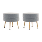 Manhattan Comfort Bailey Mid-Century Modern Upholstered Accent Ottoman in Gray - Set of 2