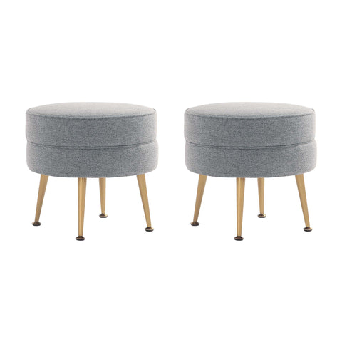 Manhattan Comfort Bailey Mid-Century Modern Upholstered Accent Ottoman in Gray - Set of 2