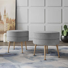 Manhattan Comfort Bailey Mid-Century Modern Upholstered Accent Ottoman in Gray - Set of 2 - 2-OT003-GY