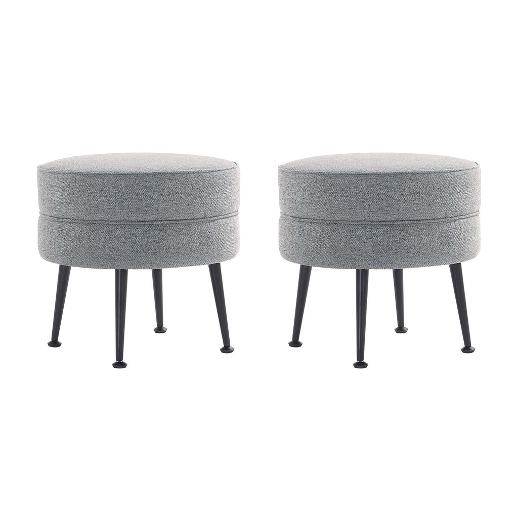 Manhattan Comfort Bailey Mid-Century Modern Upholstered Accent Ottoman in Gray - Set of 2