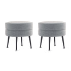Manhattan Comfort Bailey Mid-Century Modern Upholstered Accent Ottoman in Gray - Set of 2