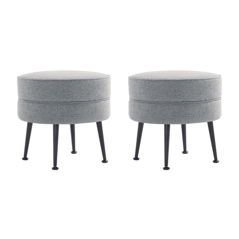 Manhattan Comfort Bailey Mid-Century Modern Upholstered Accent Ottoman in Gray - Set of 2