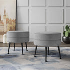 Manhattan Comfort Bailey Mid-Century Modern Upholstered Accent Ottoman in Gray - Set of 2 - 2-OT003-GYB