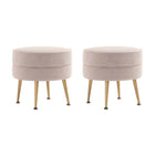 Manhattan Comfort Bailey Mid-Century Modern Upholstered Accent Ottoman in Wheat - Set of 2