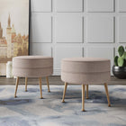 Manhattan Comfort Bailey Mid-Century Modern Upholstered Accent Ottoman in Wheat - Set of 2 - 2-OT003-OT