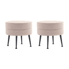 Manhattan Comfort Bailey Mid-Century Modern Upholstered Accent Ottoman in Wheat - Set of 2
