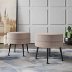 Manhattan Comfort Bailey Mid-Century Modern Upholstered Accent Ottoman in Wheat - Set of 2 - 2-OT003-OTB