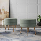 Manhattan Comfort Bailey Mid-Century Modern Upholstered Accent Ottoman in Sage Green - Set of 2 - 2-OT003-SG