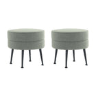 Manhattan Comfort Bailey Mid-Century Modern Upholstered Accent Ottoman in Sage Green - Set of 2