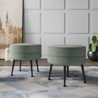 Manhattan Comfort Bailey Mid-Century Modern Upholstered Accent Ottoman in Sage Green - Set of 2 - 2-OT003-SGB
