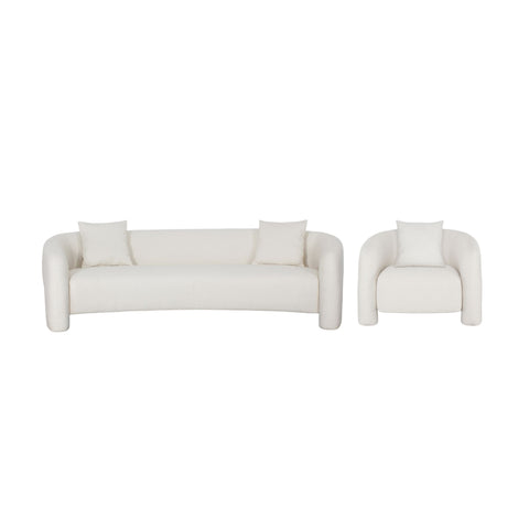 Manhattan Comfort Sylvia Modern Glam 2-Piece Sofa Set in Ivory