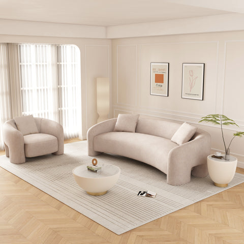 Manhattan Comfort Sylvia Modern Glam 2-Piece Sofa Set in Gold Dust
