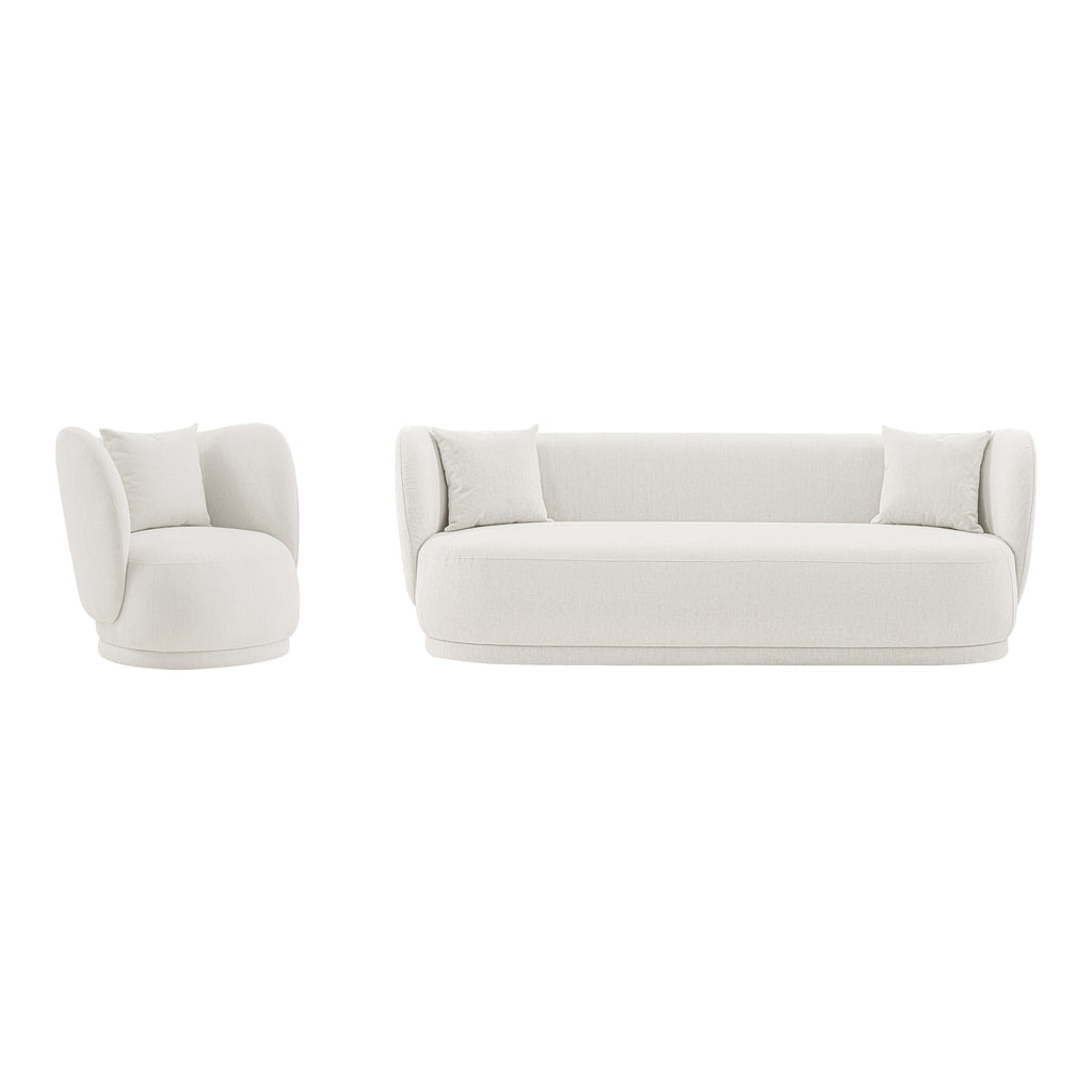 Manhattan Comfort Siri Modern 2-Piece Sofa Set in Cream