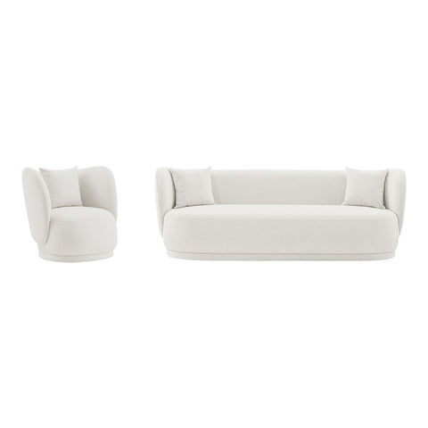 Manhattan Comfort Siri Modern 2-Piece Sofa Set in Cream