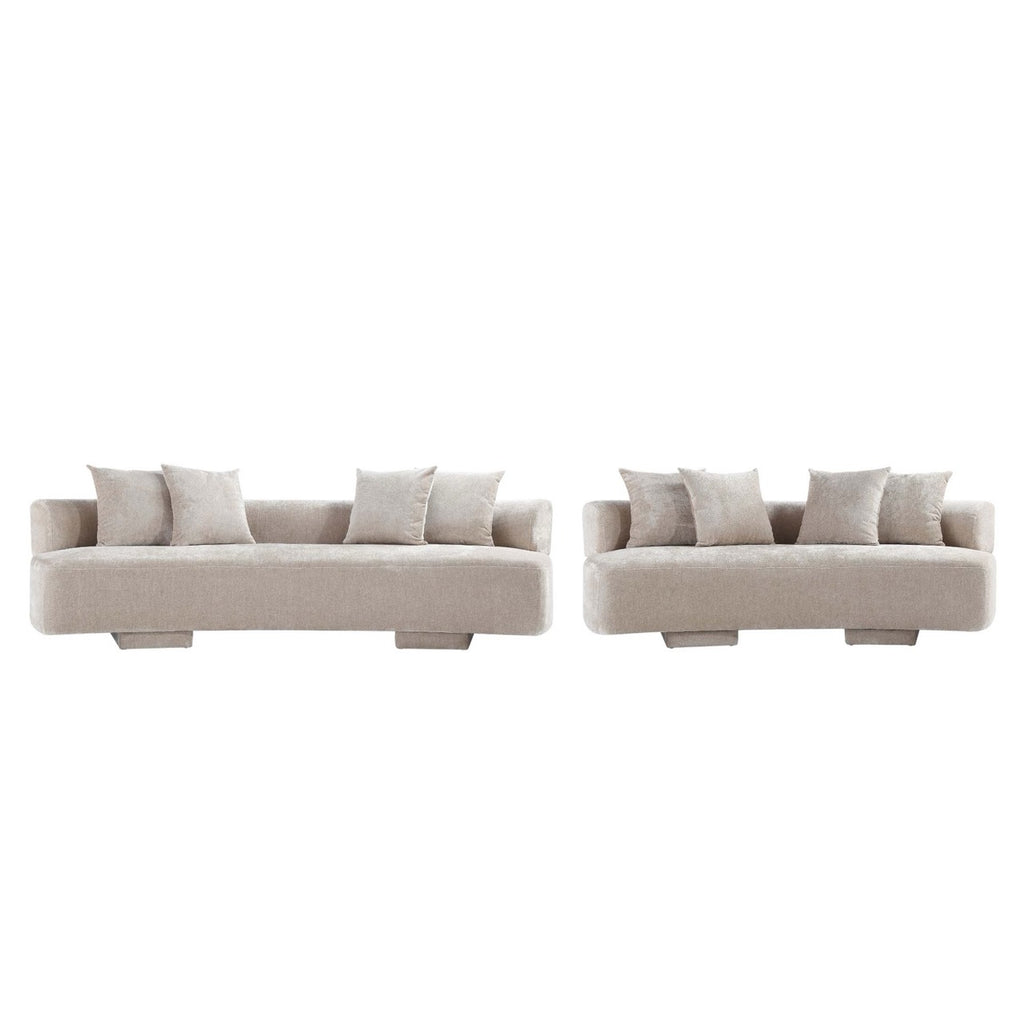 Manhattan Comfort Verandah Mid-Century Modern 2-Piece Sofa Set in Beige - 2-SFLS1617-BE