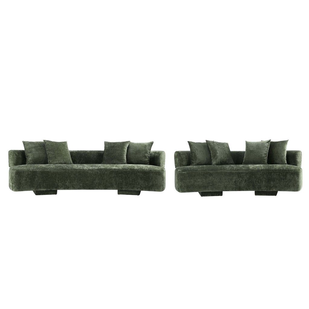 Manhattan Comfort Verandah Mid-Century Modern 2-Piece Sofa Set in Olive Green