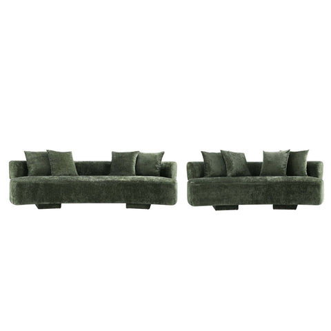 Manhattan Comfort Verandah Mid-Century Modern 2-Piece Sofa Set in Olive Green