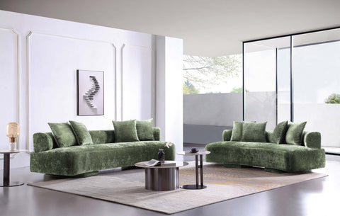 Manhattan Comfort Verandah Mid-Century Modern 2-Piece Sofa Set in Olive Green