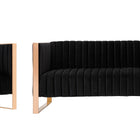Manhattan Comfort Trillium Mid-Century Modern 2-Piece Sofa Set in Black
