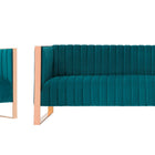 Manhattan Comfort Trillium Mid-Century Modern 2-Piece Sofa Set in Teal