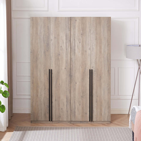 Manhattan Comfort Lee Modern 32" Wardrobe Closet in Rustic Gray - Set of 2
