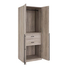 Manhattan Comfort Lee Modern 32" Wardrobe Closet in Rustic Gray - Set of 2 - 2-WC002-GY