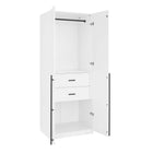 Manhattan Comfort Lee Modern 32" Wardrobe Closet in White - Set of 2 - 2-WC002-WH