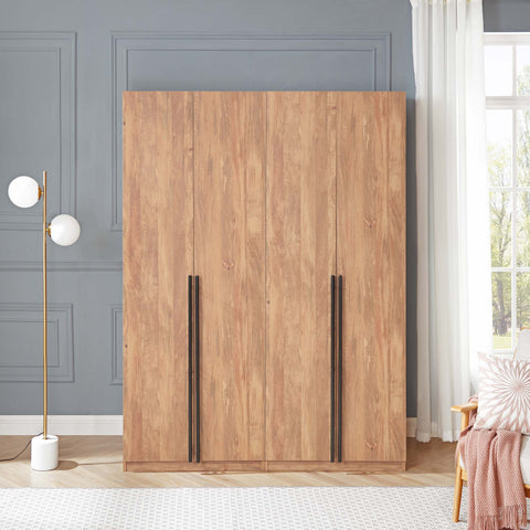 Manhattan Comfort Lee Modern 32" Wardrobe Closet in Golden Brown - Set of 2