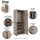 Manhattan Comfort Lee Modern 32" Wardrobe Closet in Rustic Gray - Set of 2 - 2-WC003-GY