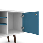 Manhattan Comfort Liberty Mid-Century Modern 53" TV Stand in Blue Slate and White