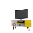 Manhattan Comfort Liberty Mid-Century Modern 53" TV Stand in White and Yellow