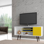 Manhattan Comfort Liberty Mid-Century Modern 53" TV Stand in White and Yellow
