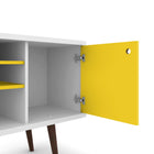 Manhattan Comfort Liberty Mid-Century Modern 53" TV Stand in White and Yellow