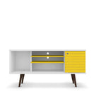Manhattan Comfort Liberty Mid-Century Modern 53" TV Stand in White and Yellow