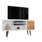 Manhattan Comfort Liberty Mid-Century Modern 53" TV Stand in Natural and White