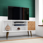 Manhattan Comfort Liberty Mid-Century Modern 53" TV Stand in Natural and White