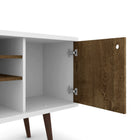 Manhattan Comfort Liberty Mid-Century Modern 53" TV Stand in White and Rustic Brown