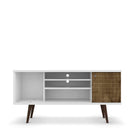Manhattan Comfort Liberty Mid-Century Modern 53" TV Stand in White and Rustic Brown