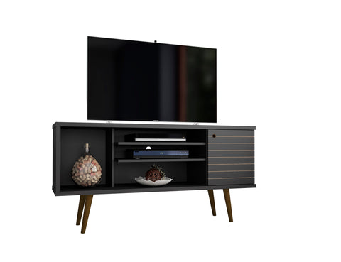 Manhattan Comfort Liberty Mid-Century Modern 53" TV Stand in Black