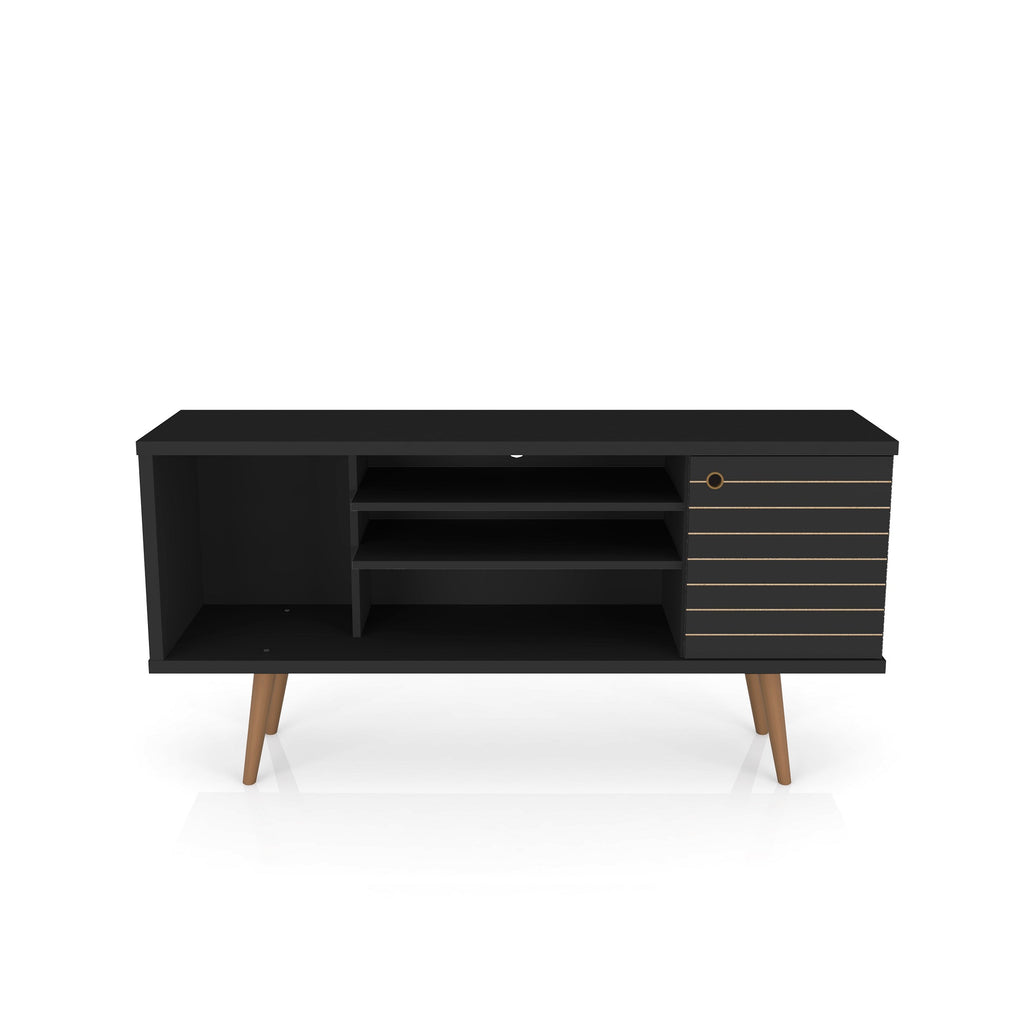 Manhattan Comfort Liberty Mid-Century Modern 53" TV Stand in Black